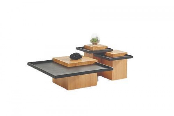 Brown-Black Living Room Coffee Table Set 3x Coffee Tables Wood Furniture