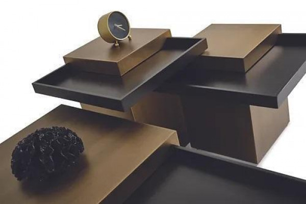 Modern coffee table set living room luxury furniture 3x wooden side tables