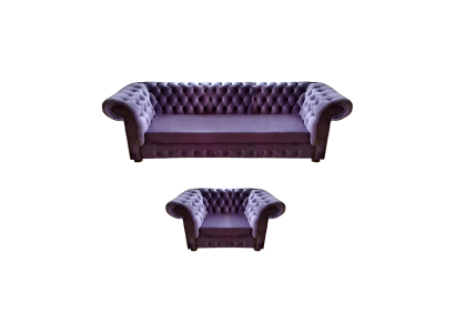 Lilac Living Room Complete Modern Chesterfield Sofa Three-Seat Couch Armchair New