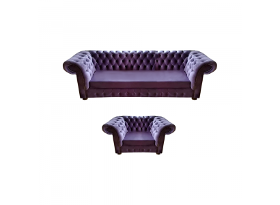 Lilac Living Room Complete Modern Chesterfield Sofa Three-Seat Couch Armchair New
