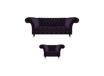 Luxury Designer Purple Set Furniture Three-Seater Sofa New Chesterfield Armchair