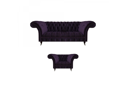 Luxury Designer Purple Set Furniture Three-Seater Sofa New Chesterfield Armchair