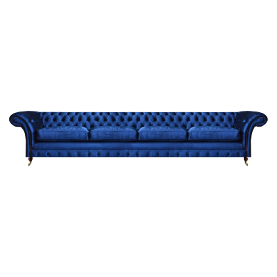 Luxury Modern Seating Furniture Sofa Four-Seater Couch Blue Chesterfield Living Room