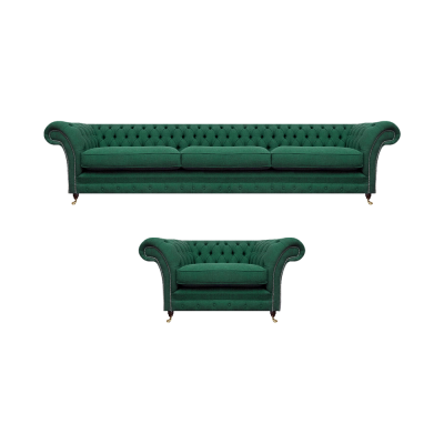 Luxury textile fabric sofa three-seater living room furniture Chesterfield armchair