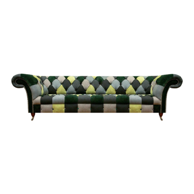 Modern sofa four-seater multicolor living room couch seating furniture textile Chesterfield