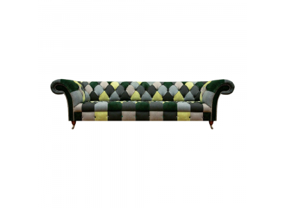 Modern sofa four-seater multicolor living room couch seating furniture textile Chesterfield