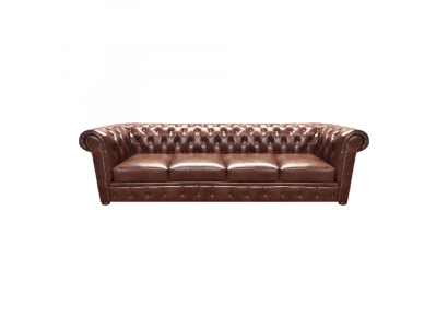 Living room sofa four-seater couch upholstered leather sofa Chesterfield