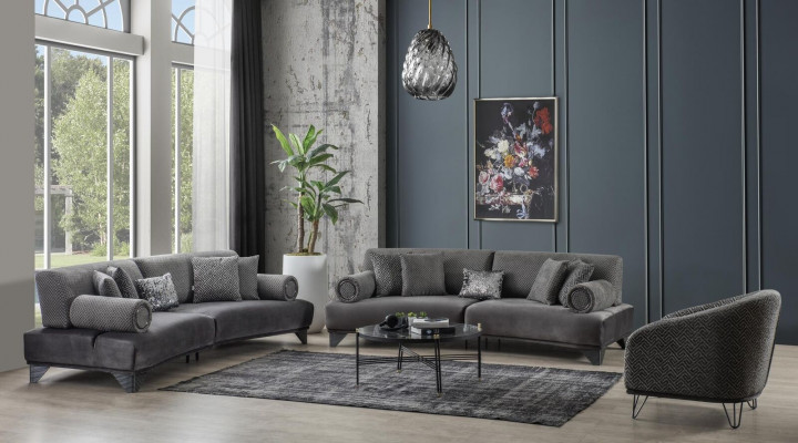 Luxury Sofa Set Suite Sofas Sofa Armchair Three-Seater 3+3+1 Seater Fabric New