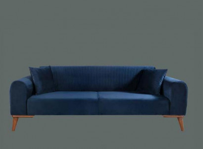 Elegant blue three-seater couch sofa living room seating furniture velvet