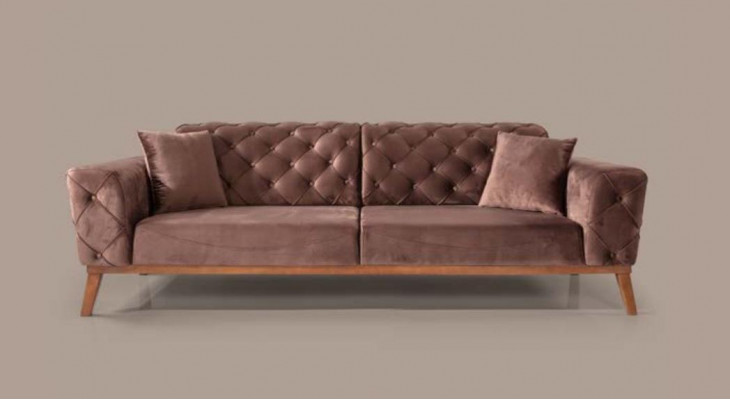 Brown Chesterfield Couch Elegant Sofa Living Room Seating Velvet