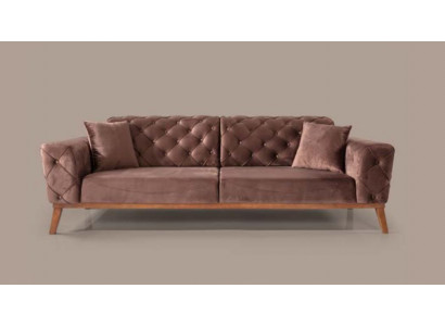 Brown Chesterfield Couch Elegant Sofa Living Room Seating Velvet
