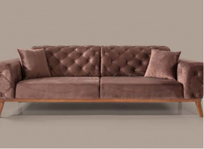 Brown Chesterfield Couch Elegant Sofa Living Room Seating Velvet