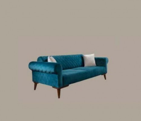 Turkish Three-Seater Couch Elegant Sofa Living Room Furniture Velvet
