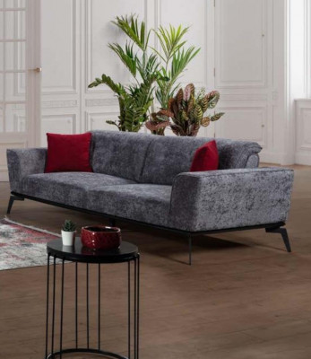 Sofa 3-seater sofas fabric gray textile upholstery living room textile gray