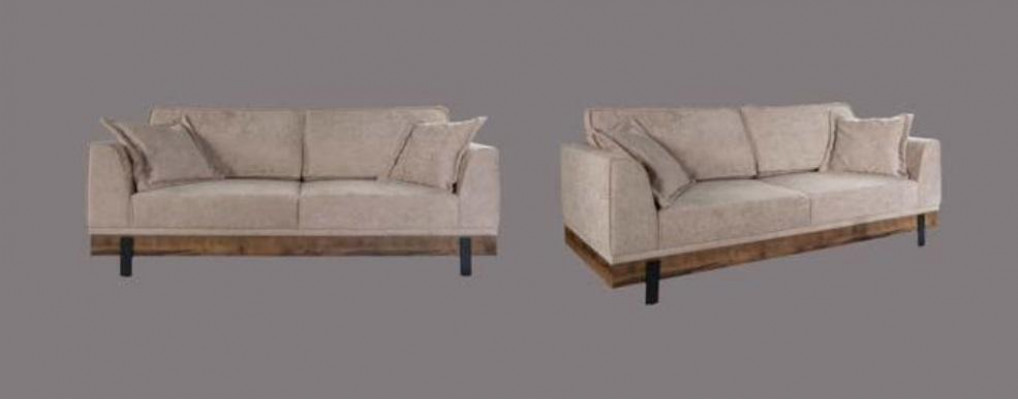 Living room sofa, 3-seater, beige textile sofas, couch, upholstered furniture.
