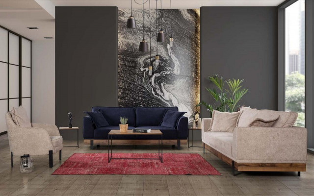 Design Couch 3 Seat Upholstered Sofa Modern Sofas Room Furniture Beige