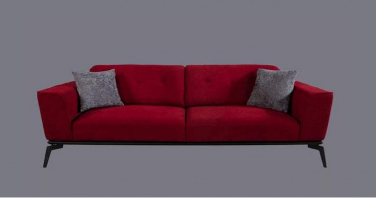 Modern sofa 3-seater textile burgundy couch upholstery three-seater red