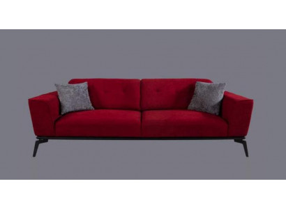 Modern sofa 3-seater textile burgundy couch upholstery three-seater red
