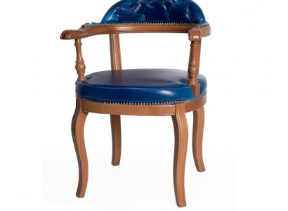 Dining room wooden chair with armrests classic new design upholstered chair seat blue