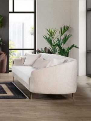 Luxury Living Room Couch Sofa Set Brown Beige Set 3+3+1 Seating Group