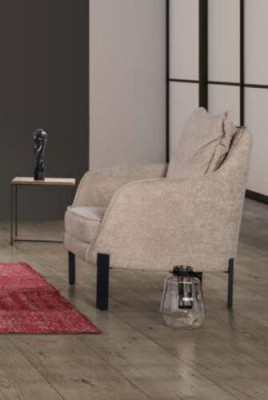 Modern armchair 1 seat living room fabric polyester style color beige
