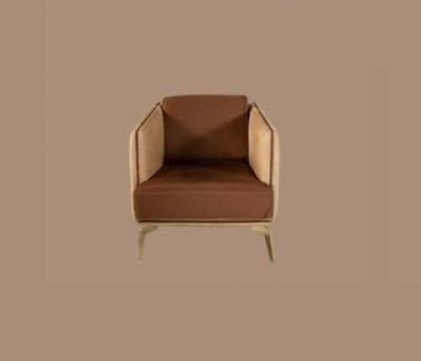 Modern armchair, single seater, brown upholstered chair, 1 seater, fabric upholstery.