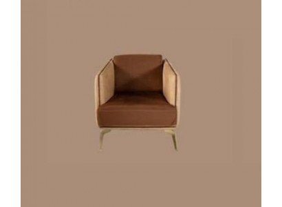 Modern armchair, single seater, brown upholstered chair, 1 seater, fabric upholstery.