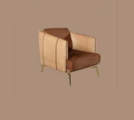 Modern armchair, single seater, brown upholstered chair, 1 seater, fabric upholstery.