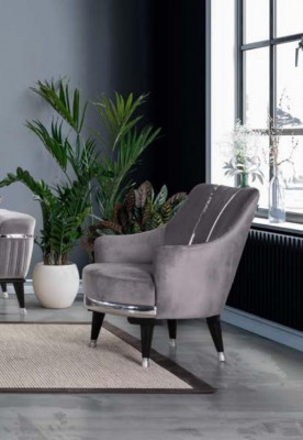 Armchair Single-Seater Sofas Living Room Textile Fabric Furniture Color Gray