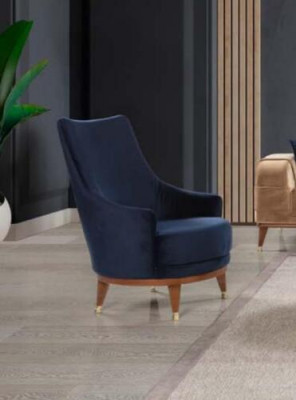 Modern armchair living room 1-seater designer lounge color blue wood