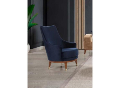 Modern armchair living room 1-seater designer lounge color blue wood