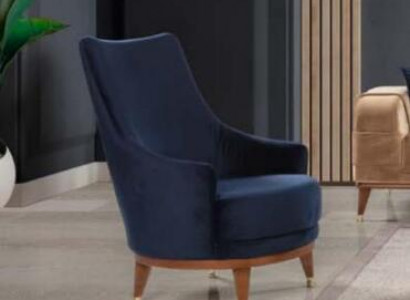 Modern armchair living room 1-seater designer lounge color blue wood