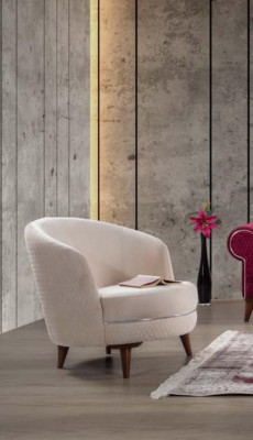 Beige elegant armchair single-seater design living room upholstered furniture