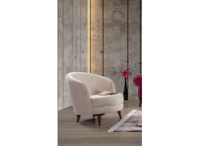 Beige elegant armchair single-seater design living room upholstered furniture