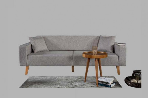 Living room couch three-seater sofa 3 seat upholstery fabric gray furniture