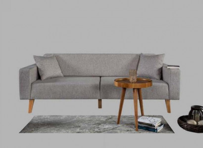 Living room couch three-seater sofa 3 seat upholstery fabric gray furniture
