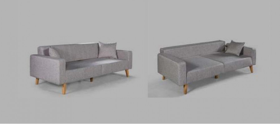 Living room couch three-seater sofa 3 seat upholstery fabric gray furniture