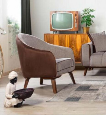 Armchair Single-Seater Textile Living Room Lounge Design Furniture Color Gray