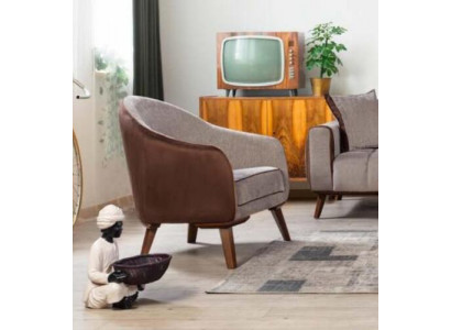 Armchair Single-Seater Textile Living Room Lounge Design Furniture Color Gray