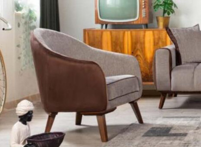 Armchair Single-Seater Textile Living Room Lounge Design Furniture Color Gray