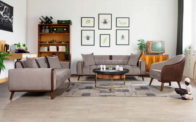 Armchair Single-Seater Textile Living Room Lounge Design Furniture Color Gray