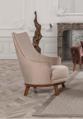Armchair Upholstery Furniture Living Room Single-Seater Relaxing Textile Lounge Recliner Beige