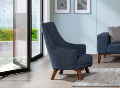 Luxury Upholstered Textile Armchair Single-Seater Sofa Upholstered Furniture Blue