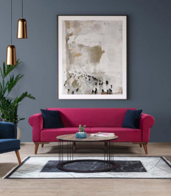 Designer Sofa 3-Seater Big Couch Three-Seater Textile Upholstery Furniture