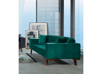 Black Sofa 3-Seater Fabric Couch Three-Seater Upholstered Furniture