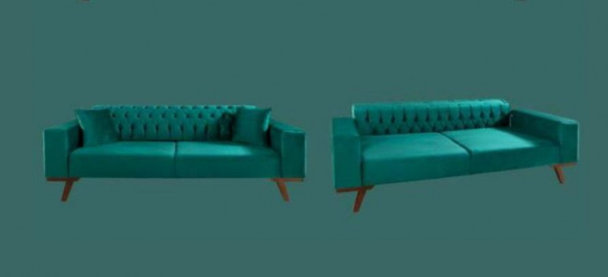Black Sofa 3-Seater Fabric Couch Three-Seater Upholstered Furniture