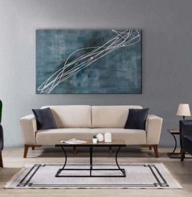 Living room sofa design three-seater modern couch beige furniture upholstery