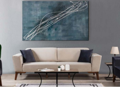Living room sofa design three-seater modern couch beige furniture upholstery