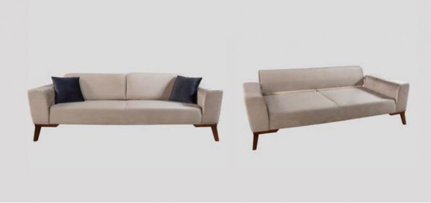 Living room sofa design three-seater modern couch beige furniture upholstery