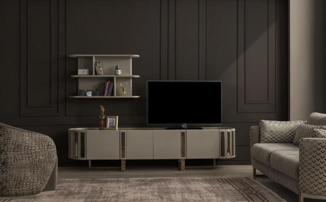 Wall unit, TV lowboard, shelf set, TV stand, sideboard, chest of drawers, living room